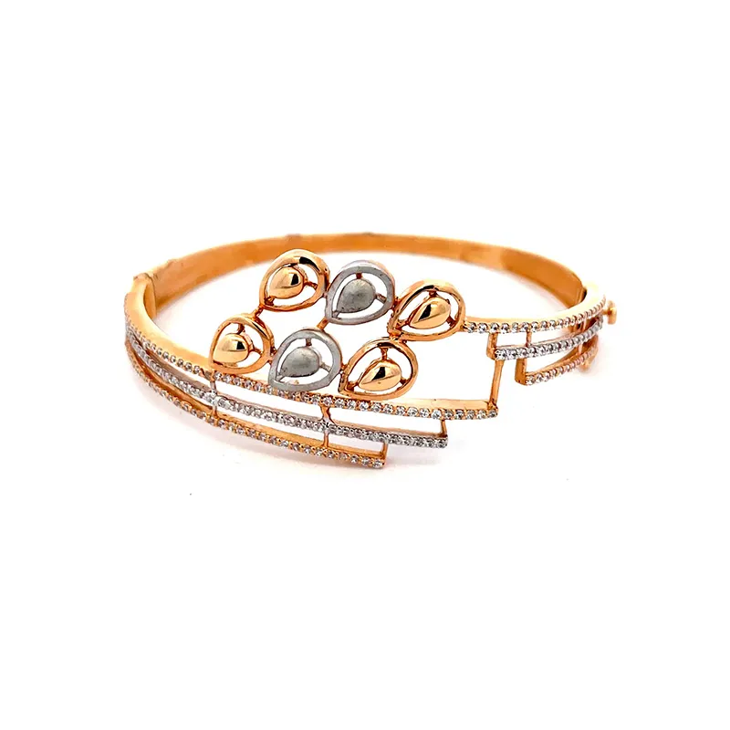 18K Rose Gold Bangle with Geometric Teardrop Design