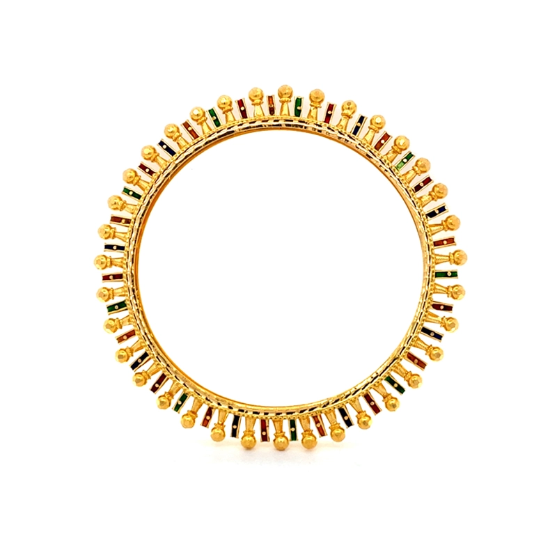 Elegant Colorful Gold Bangle - Size 2.6