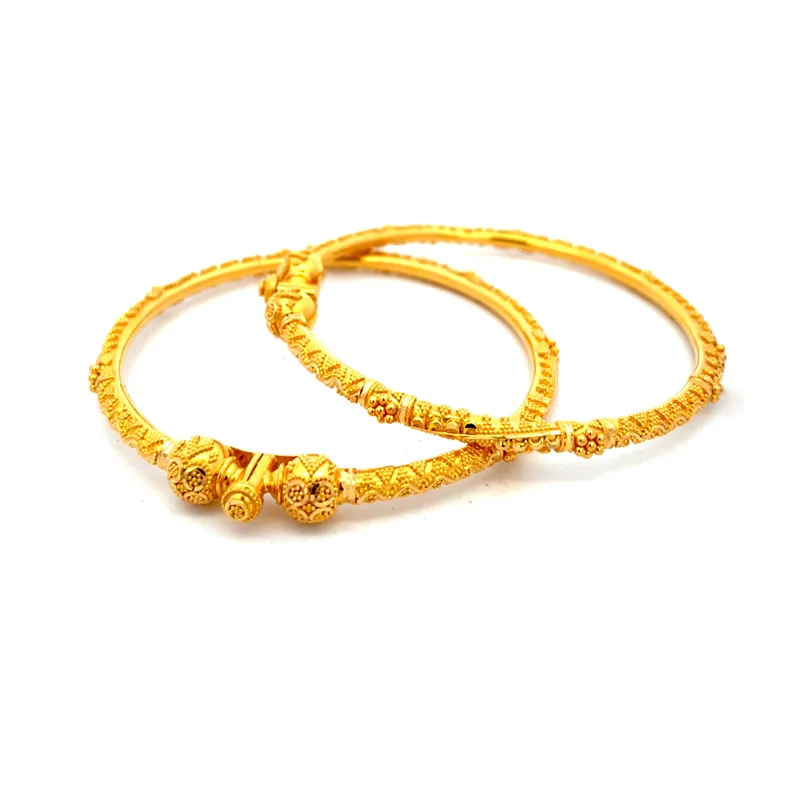 Elegant Gold Kada bangles, Set of 2  - Free size