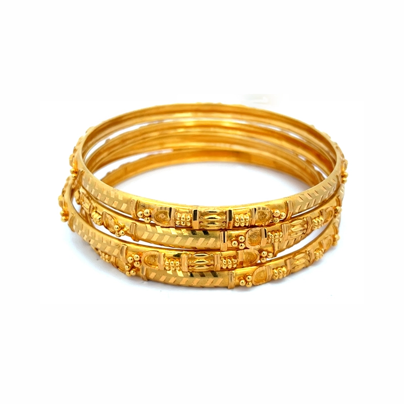 22K Yellow Gold Bangles, Set of 4 - Size 2.6