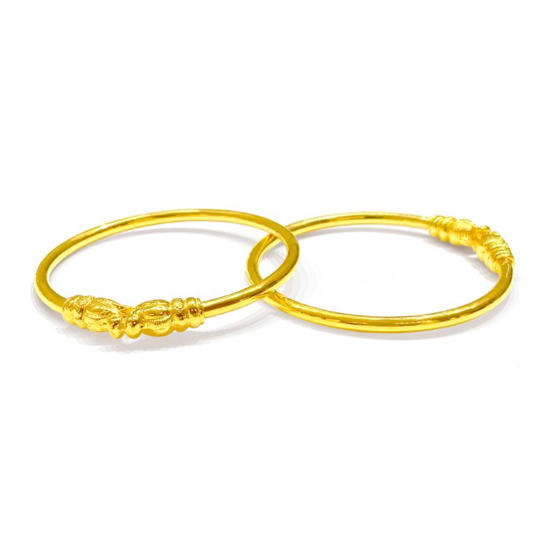Matte finish gold bangles Indian Designs | Pair of Ruby Stone Floral L