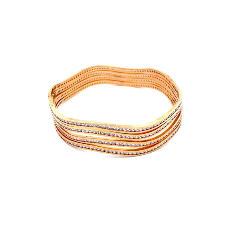 Elegant Rose Gold bangles with CZ - Set of 4, Size 2.5