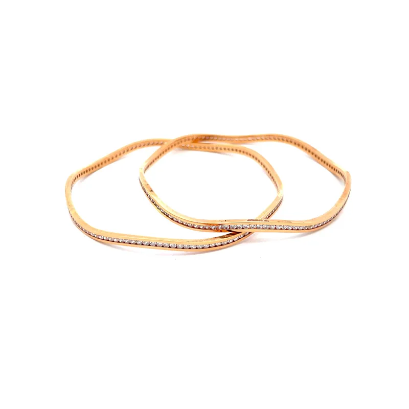 Elegant 22K Rose Gold bangles with CZ - Set of 6, Size 2.5