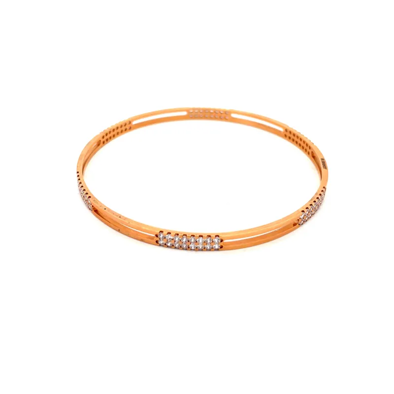 Elegant 22K Rose Gold bangles with CZ - Set of 6, Size 2.4