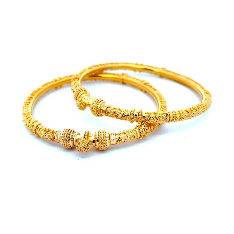 Elegant Gold Kada bangles, Set of 2  - Free size
