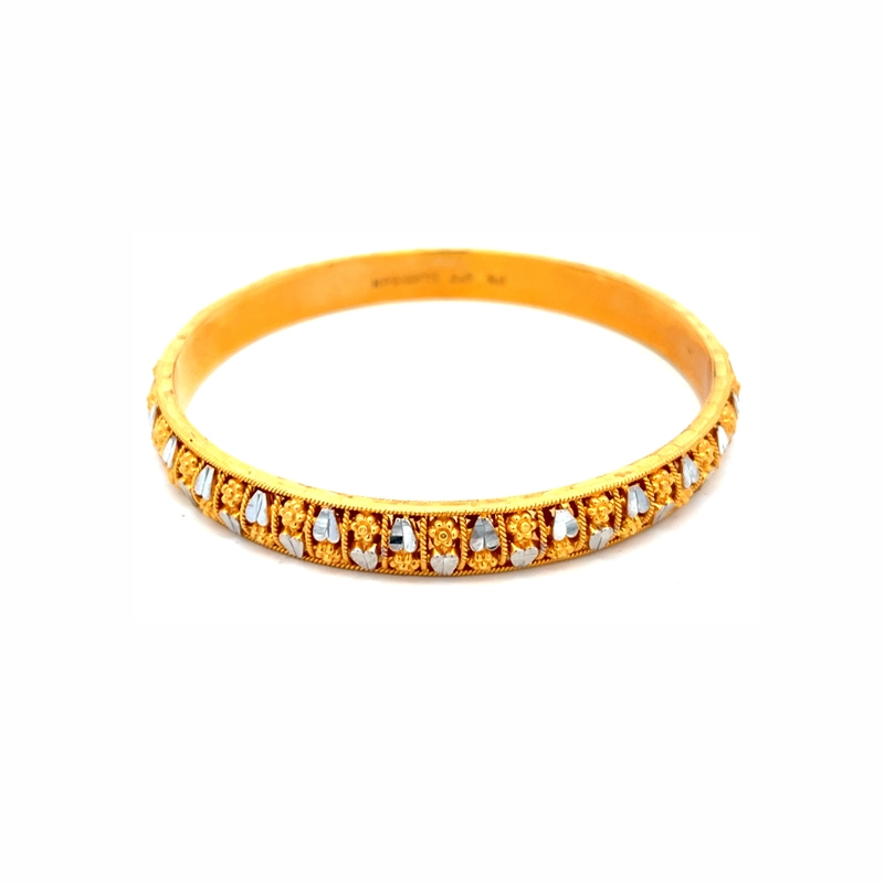 Elegant Gold Bangles with Accents - Size 2.7