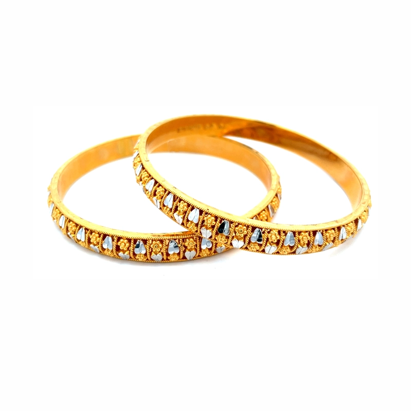 Elegant Gold Bangles with Accents - Size 2.7