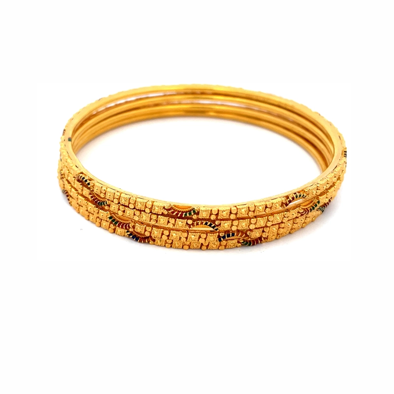 Elegant Gold Bangles, Set of 4 - Size 2.8