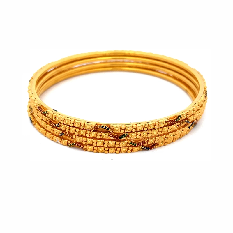 Elegant Gold Bangles, Set of 4 - Size 2.8