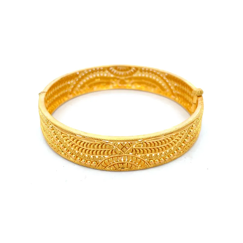 Elegant Gold Bangles - Set of 2  - Free size, side screw