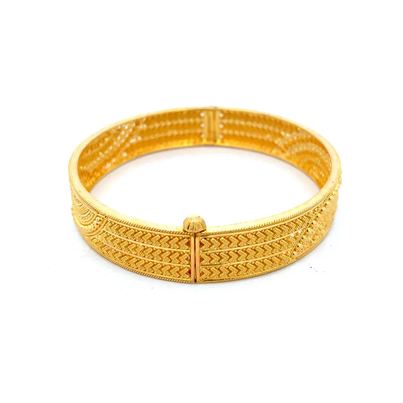 Elegant Gold Bangles - Set of 2  - Free size, side screw