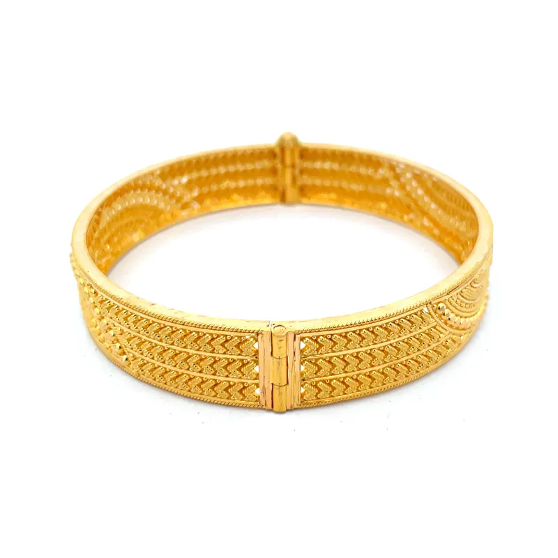 Elegant Gold Bangles - Set of 2  - Free size, side screw