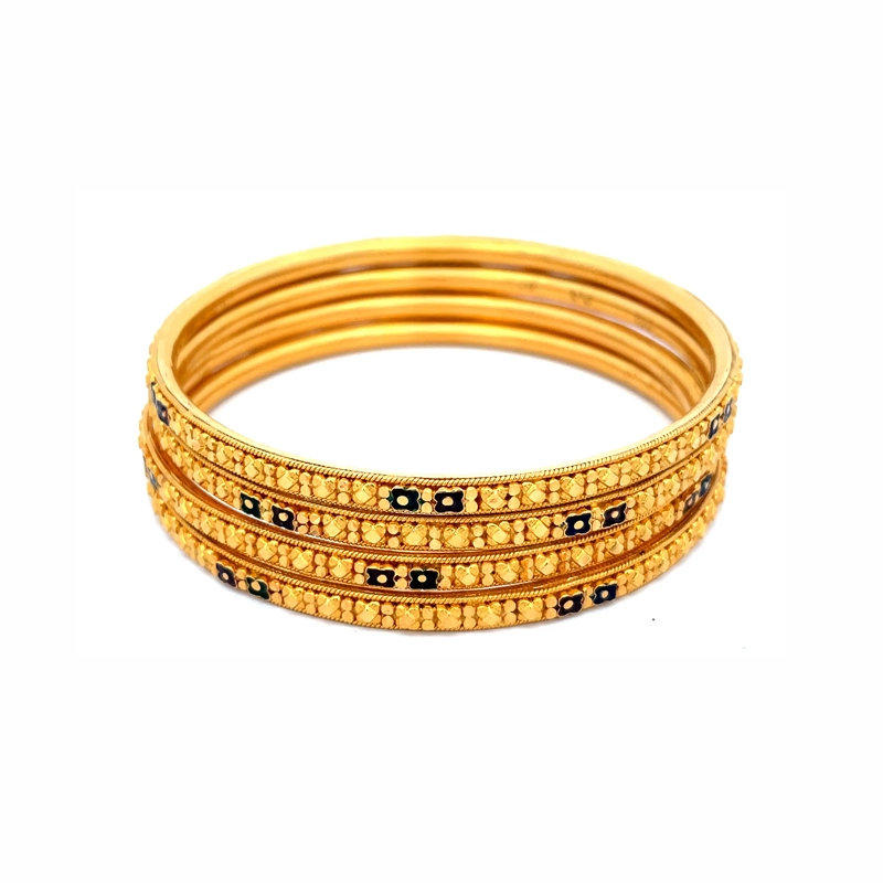 Elegant Gold Bangles Set of 4 - Size 2.4
