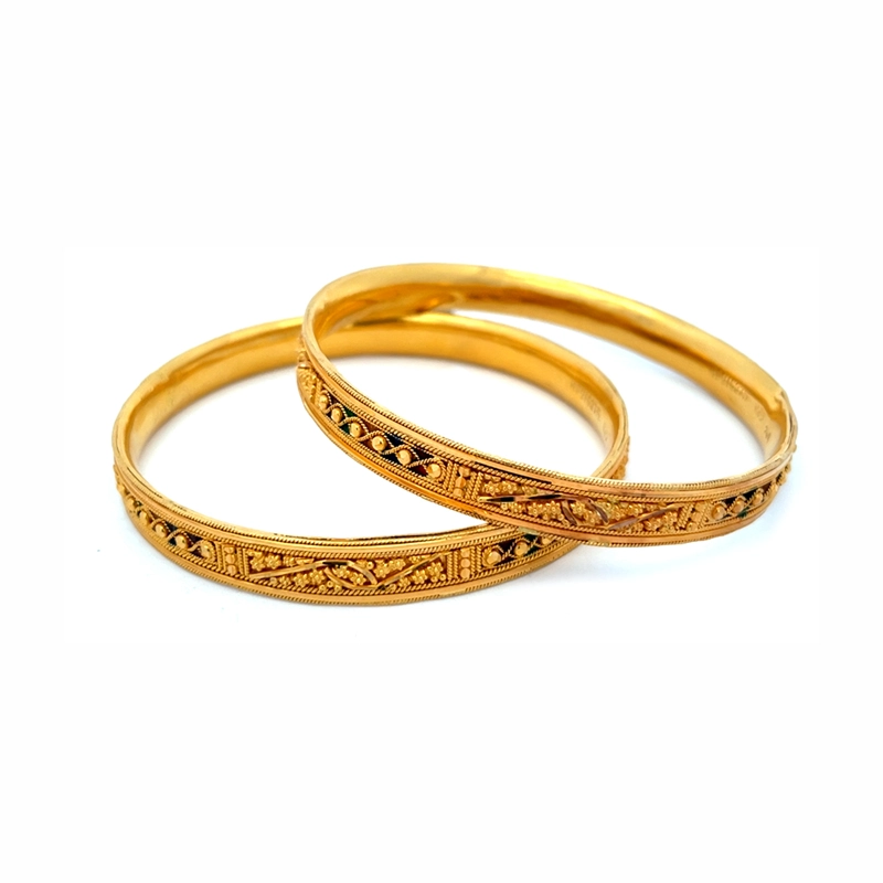 Elegant Gold Bangles with Meenakari - Set of 2, Size 2.4