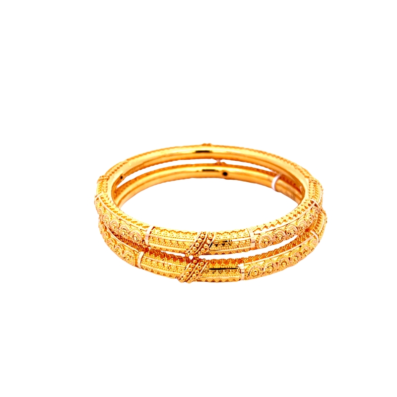 22K Yellow Gold Kada Bangles -Size 2.6