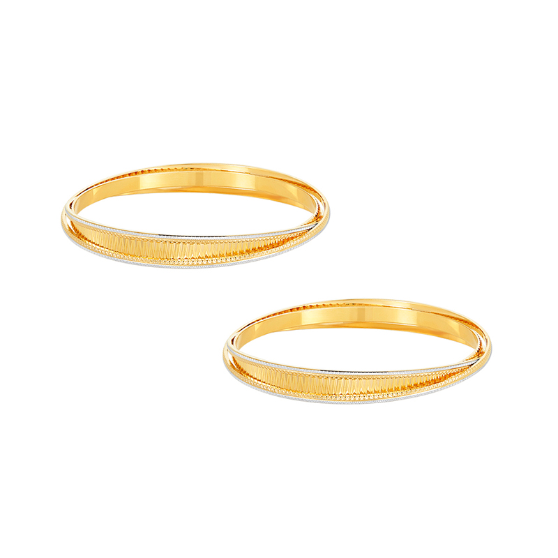 22K Two-Toned Gold Spiral Bangle Set of 2