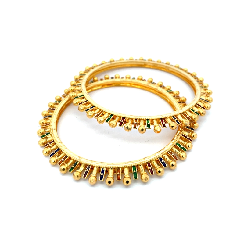Elegant Gold Bangle with Meenakari - Set of 2