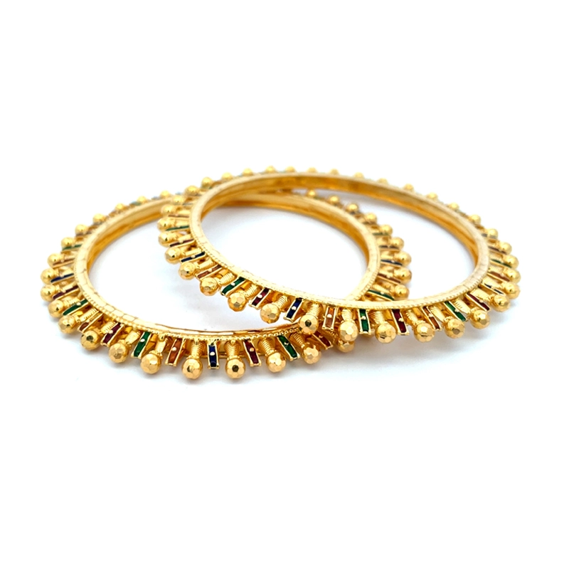 Elegant Gold Bangle with Meenakari - Set of 2