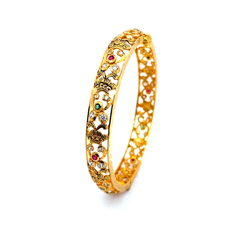 Stunning Gold Bangle - Free size, Screw back