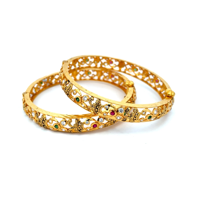 Stunning Gold Bangle Set - Free size, Screw back