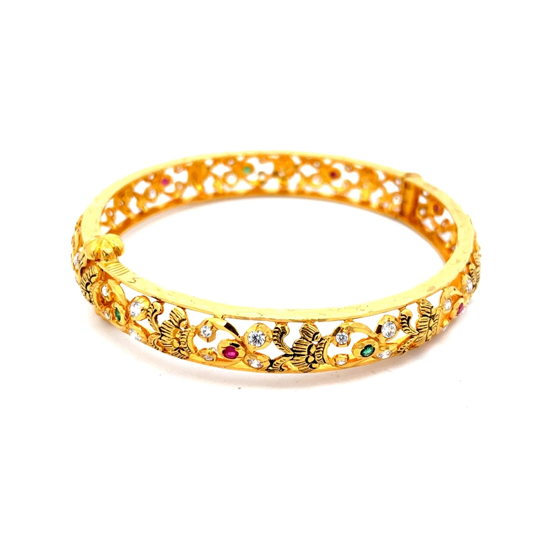 Stunning Gold Bangle - Free size, Screw back