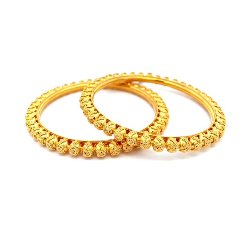 Elegant Gold Bangles Set of 2, Size 2.5