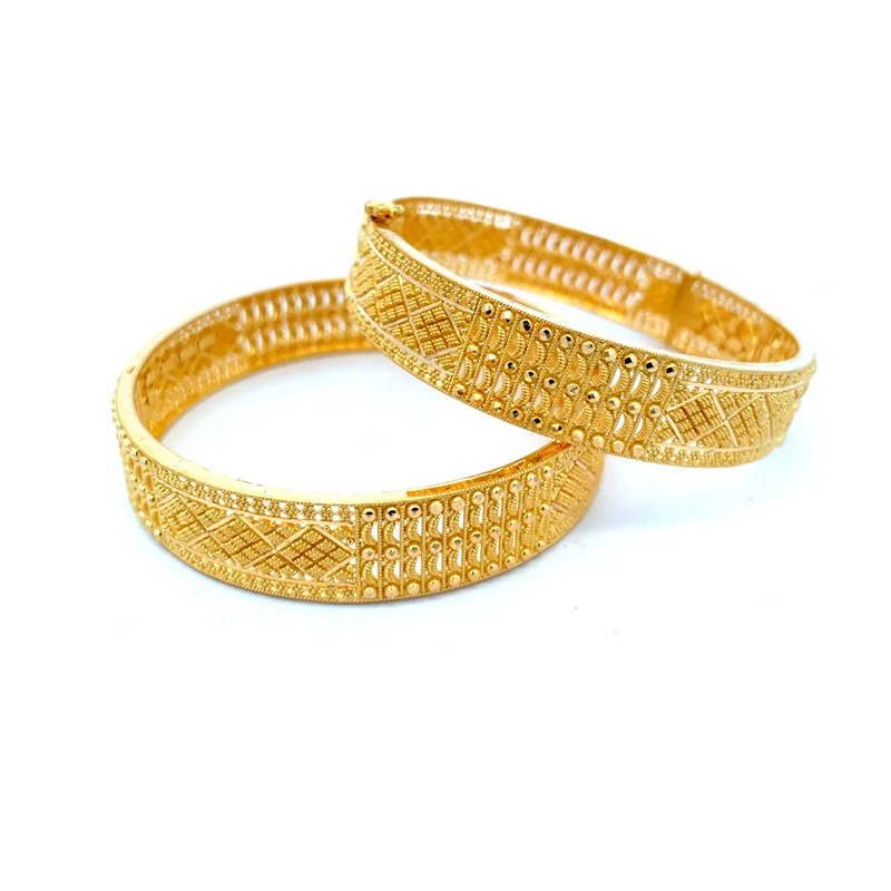 Elegant Gold Bangles - Set of 2  - Free size, side screw