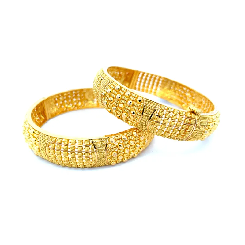 Elegant Gold Bangles - Set of 2  - Free size, side screw