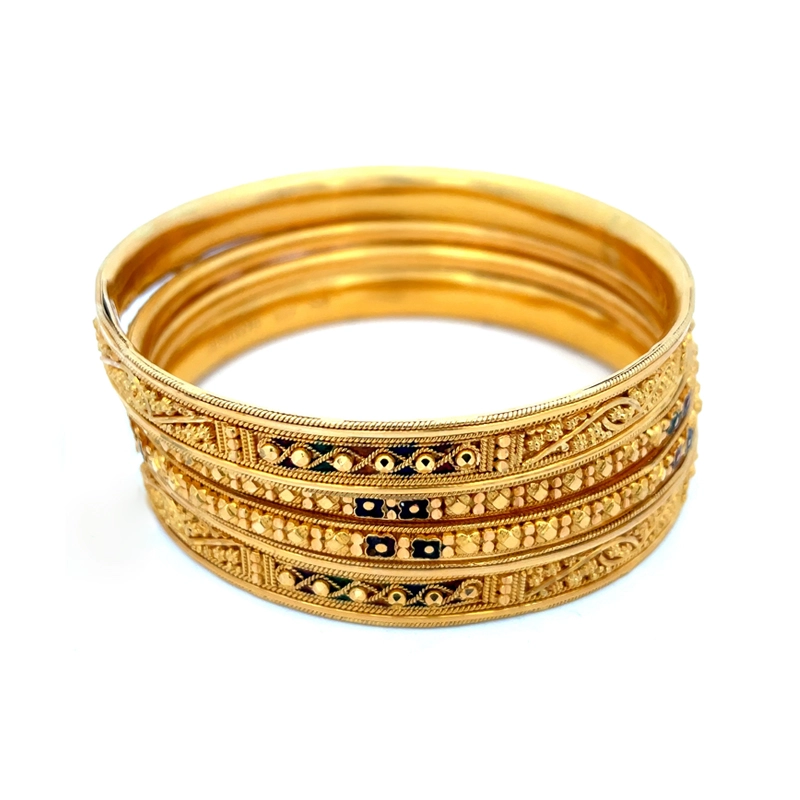 Elegant Gold Bangles Set of 4 - Size 2.4