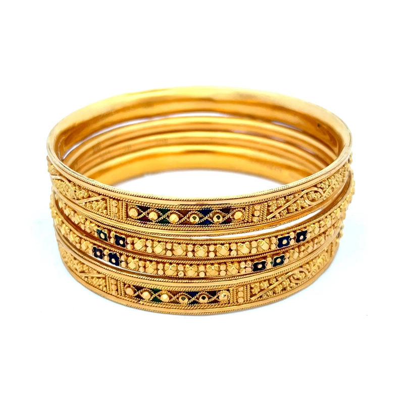 Elegant Gold Bangles Set of 4 - Size 2.4