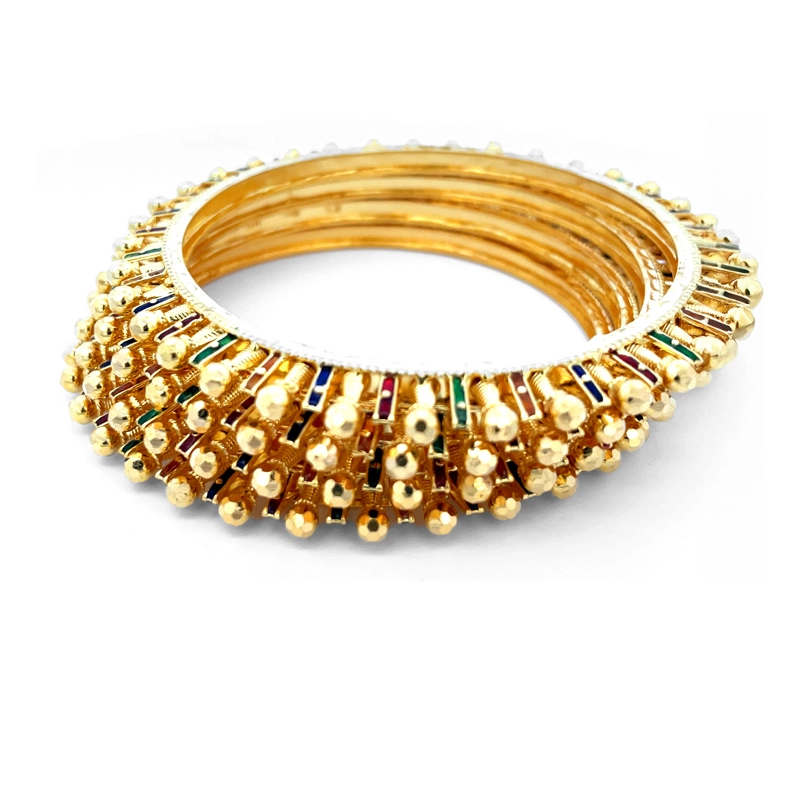 Elegant Gold Bangle with Meenakari - Set of 4