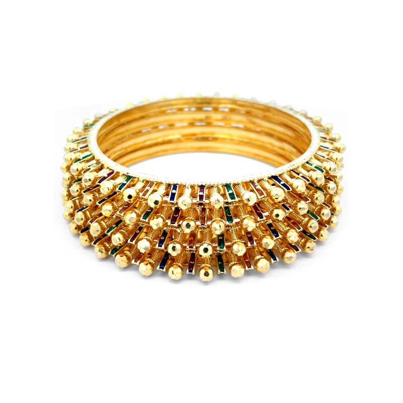 Elegant Gold Bangle with Meenakari - Set of 4
