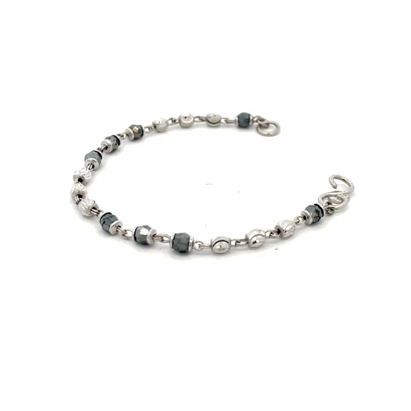 Beaded Baby Bracelet in 18K White Gold - Set of 2.