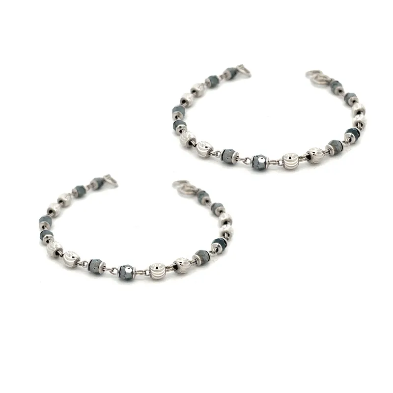 Minimalist 18K White Gold Chain Bracelet for Babies - Set of 2.