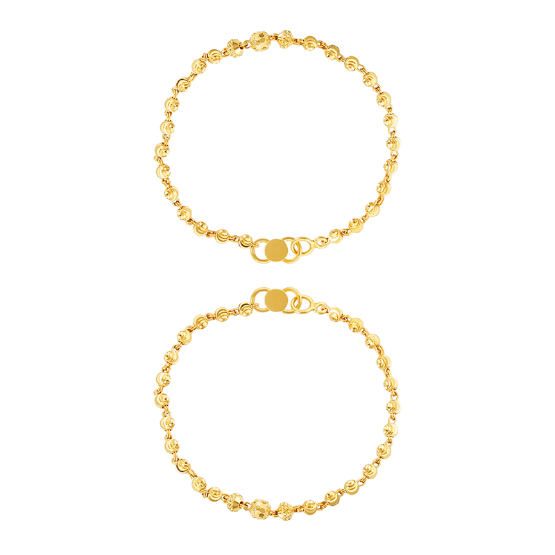 22K Yellow Gold Beaded Baby Bracelet Set of 2