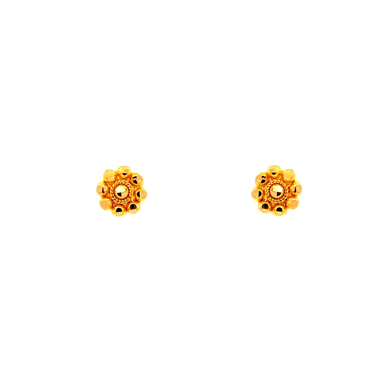 Beautiful 22k Yellow Gold Floral Screw Back Mini Stud Earrings for Her