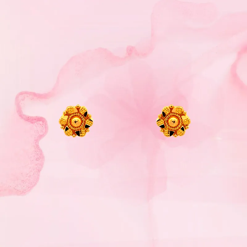 Elegant 22k Yellow Gold Micro Stud Earrings with Secure Screw Backs for Everyday Wear