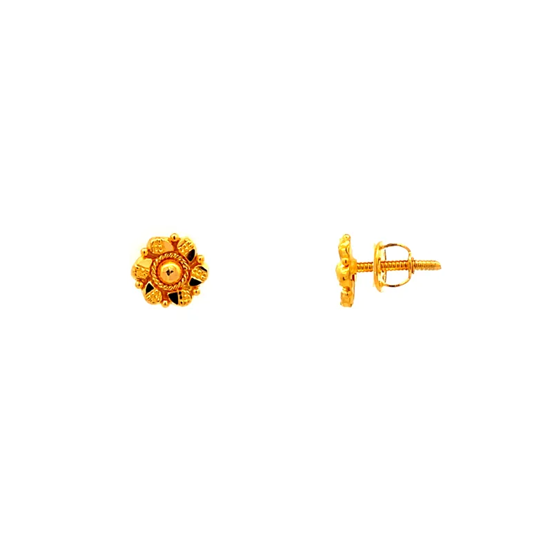 Elegant 22k Yellow Gold Micro Stud Earrings with Secure Screw Backs for Everyday Wear
