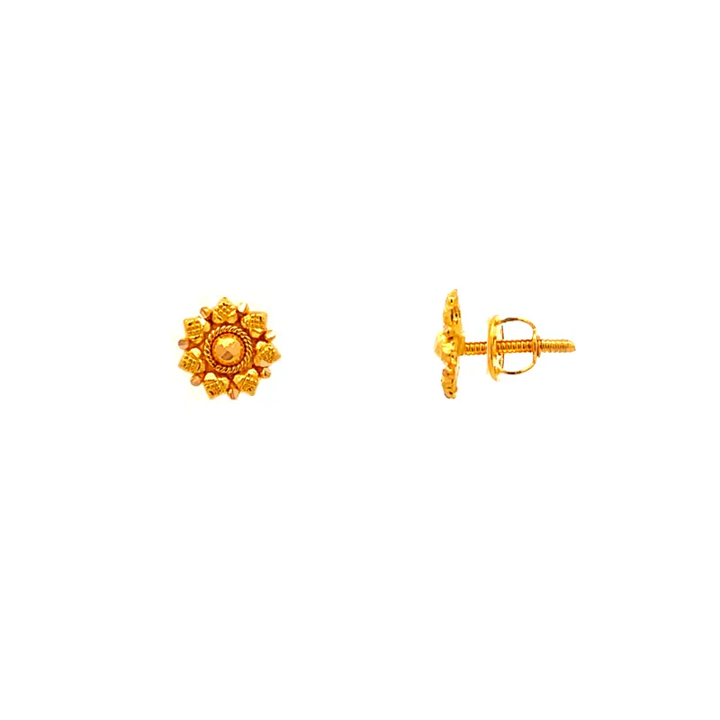 22k Yellow Gold Small Drop Shaped Screw Back Micro Stud Earrings
