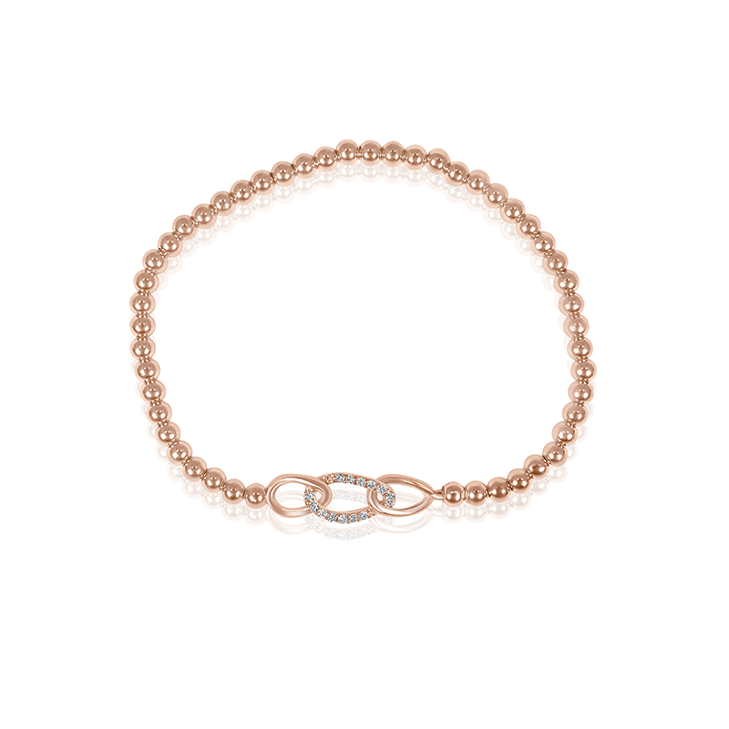 18K Rose Gold beads Bracelet with Diamonds