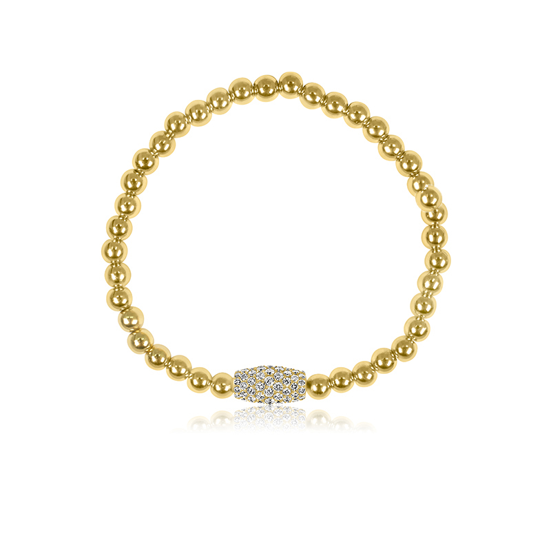 18K Yellow Gold beads Bracelet with Diamonds