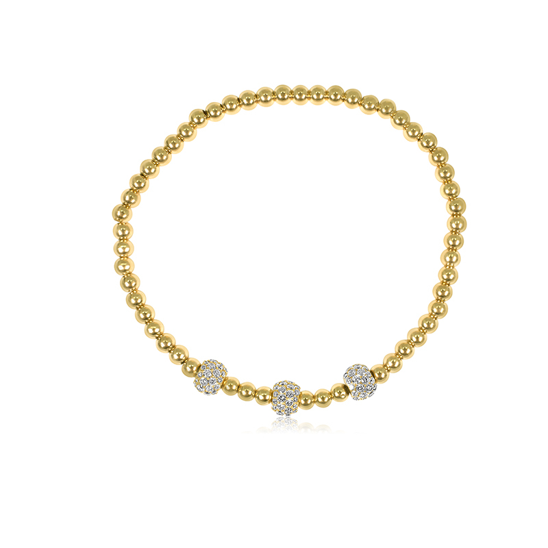 18K Yellow Gold beads Bracelet with Diamonds