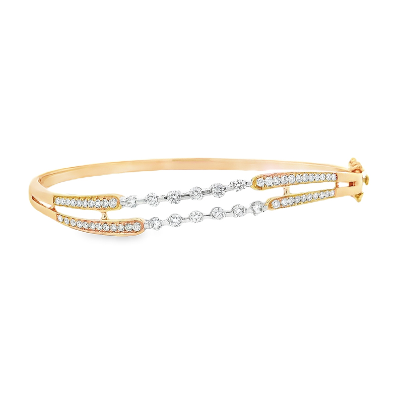 18K White and Rose Gold Diamond Bangle Bracelet