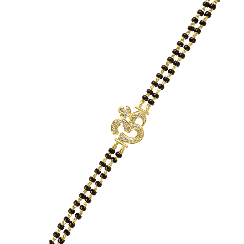 18K Gold Diamond Bracelet with black beads