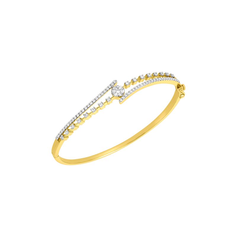 18K White and Yellow Gold and Diamond Bangle Bracelet