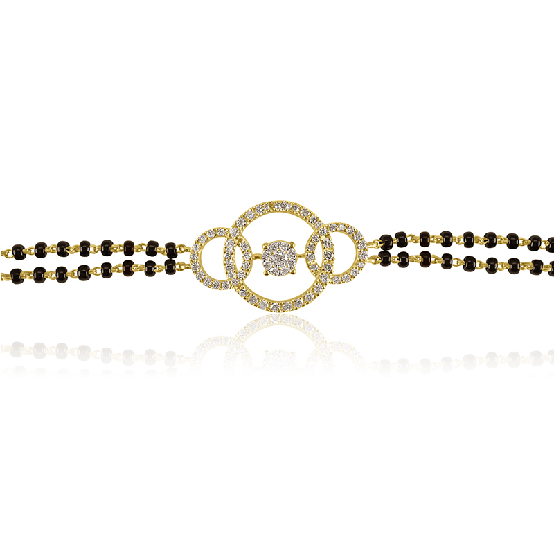 18K Gold Diamond Bracelet with black beads