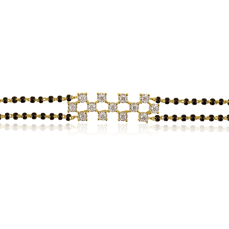 18K Gold Diamond Bracelet with black beads