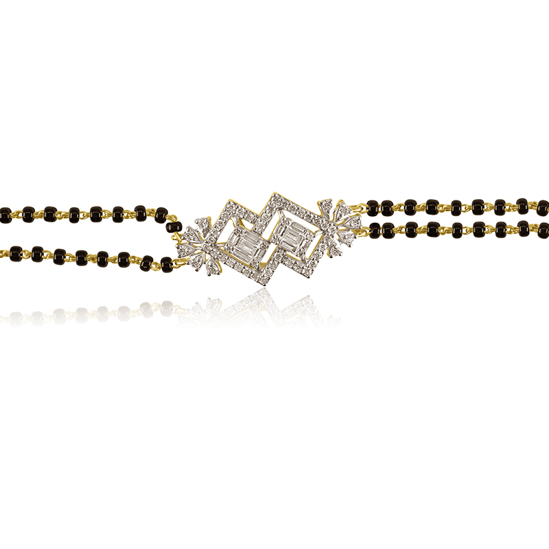 18K Gold Diamond Bracelet with black beads