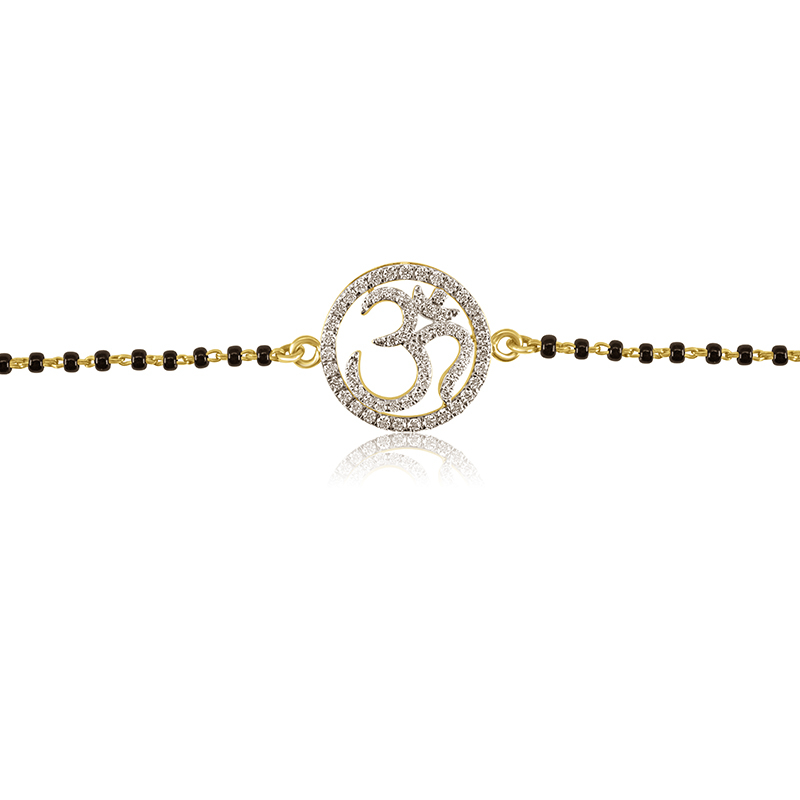 18K Gold Diamond Bracelet with black beads