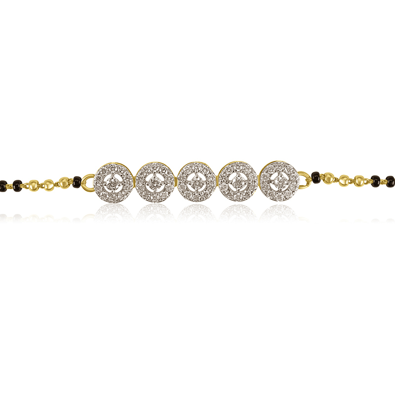 18K Gold Diamond Bracelet with black beads